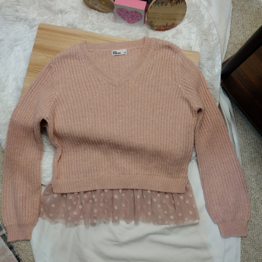 Epic Threads Girl Blush/Metallic Sweater Girl Size L